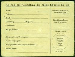 Dokument Mitgliedskarte NSDAP